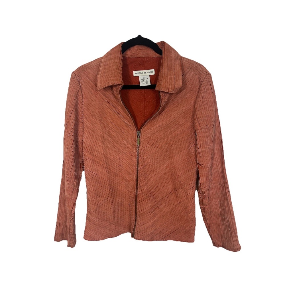 Bamboo Trader 100% Leather Zip Up Jacket Women S Y2K Style